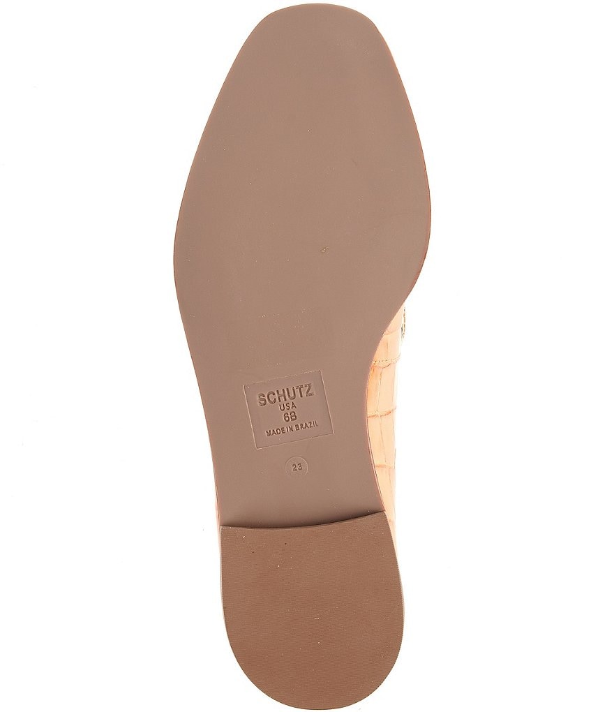 Schutz Hada Croco Print Leather Loafers