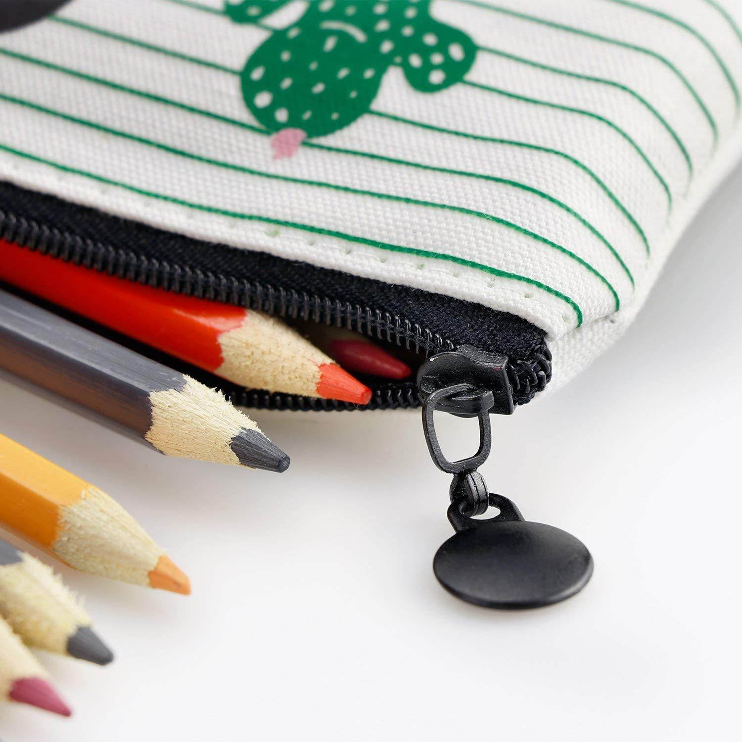 YOUSHARES 6 Packs Cactus Pencil Case Bundle &ndash; Cute Canvas Pencil Bag for Pencils & Pens or Small Makeup (6PCS(Green))