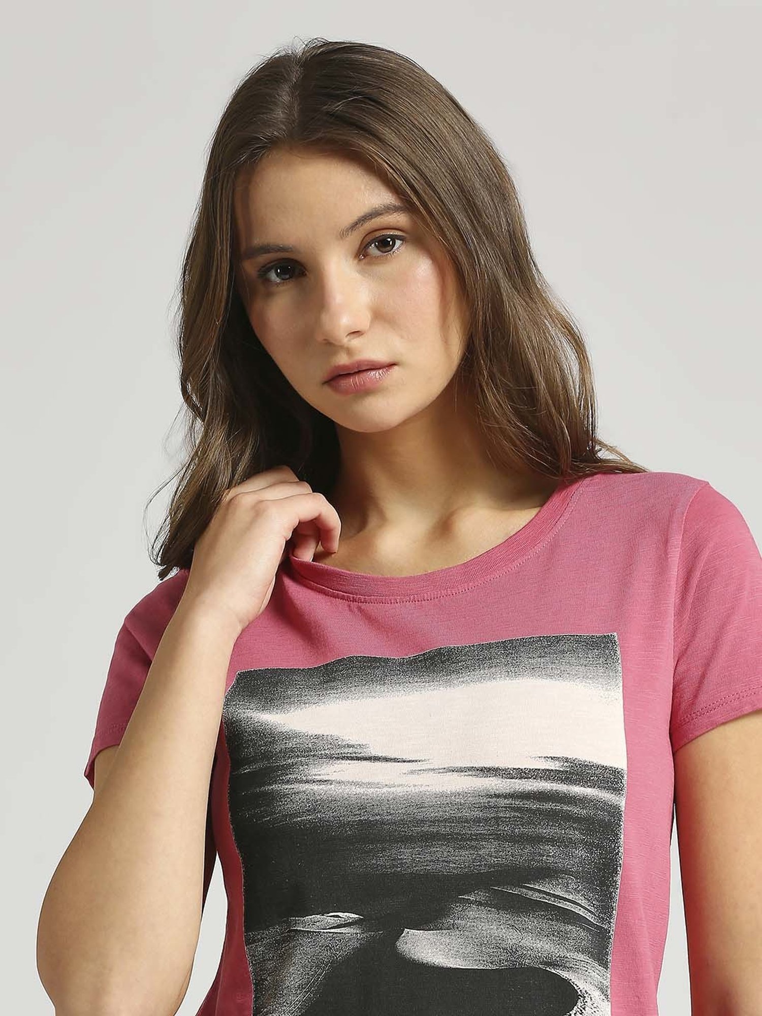 Pepe Jeans Pink Cotton Printed T-Shirt