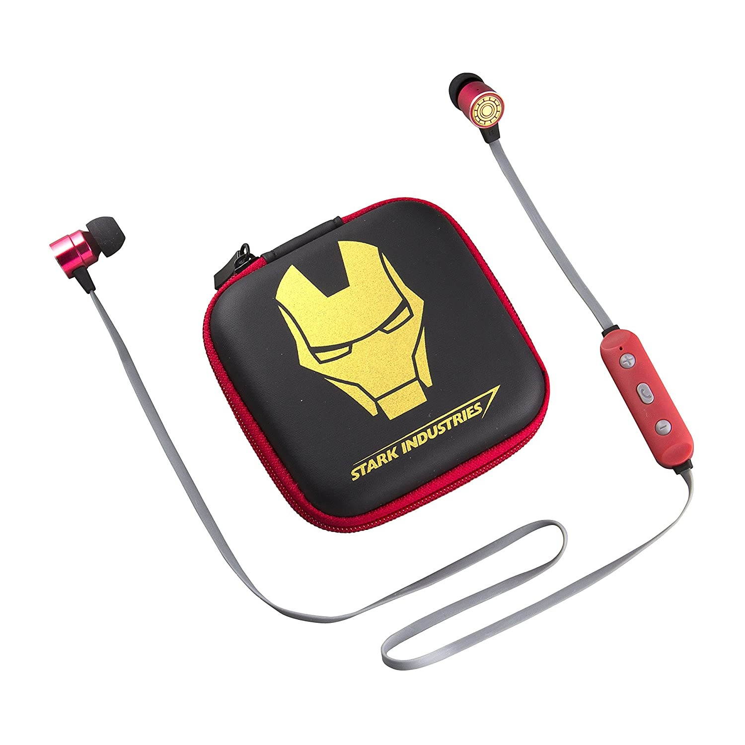 Avengers Iron Man Bluetooth Wireless Earbuds and Travel Case with Hands Free Calling and Adjustable Volume Control