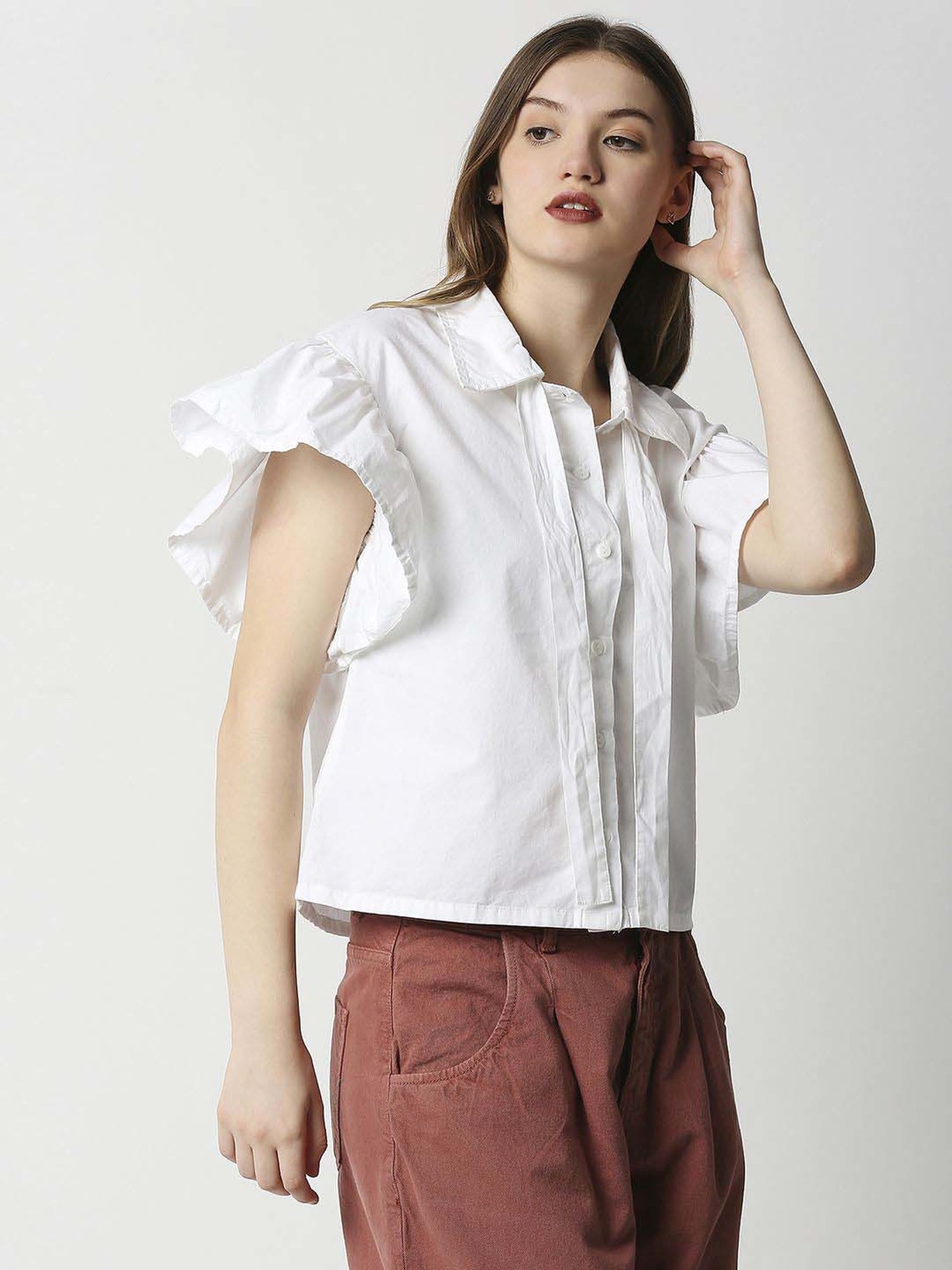 Remanika White Pure Cotton Tie Knot Shirt