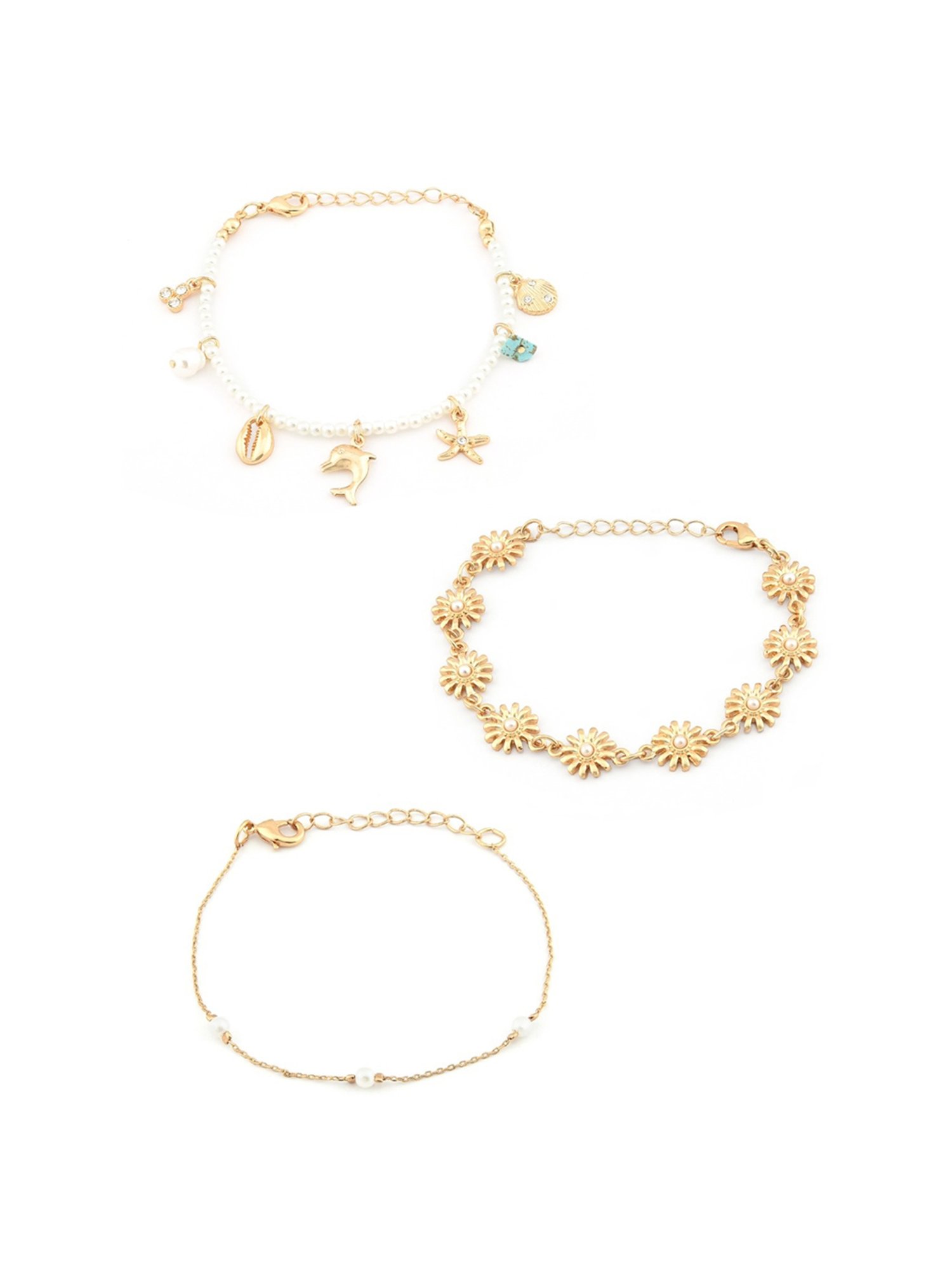 Zaveri Pearls Gold Tone Set of 3 Contemporary Vaccy Wear Bracelets-ZPFK12090