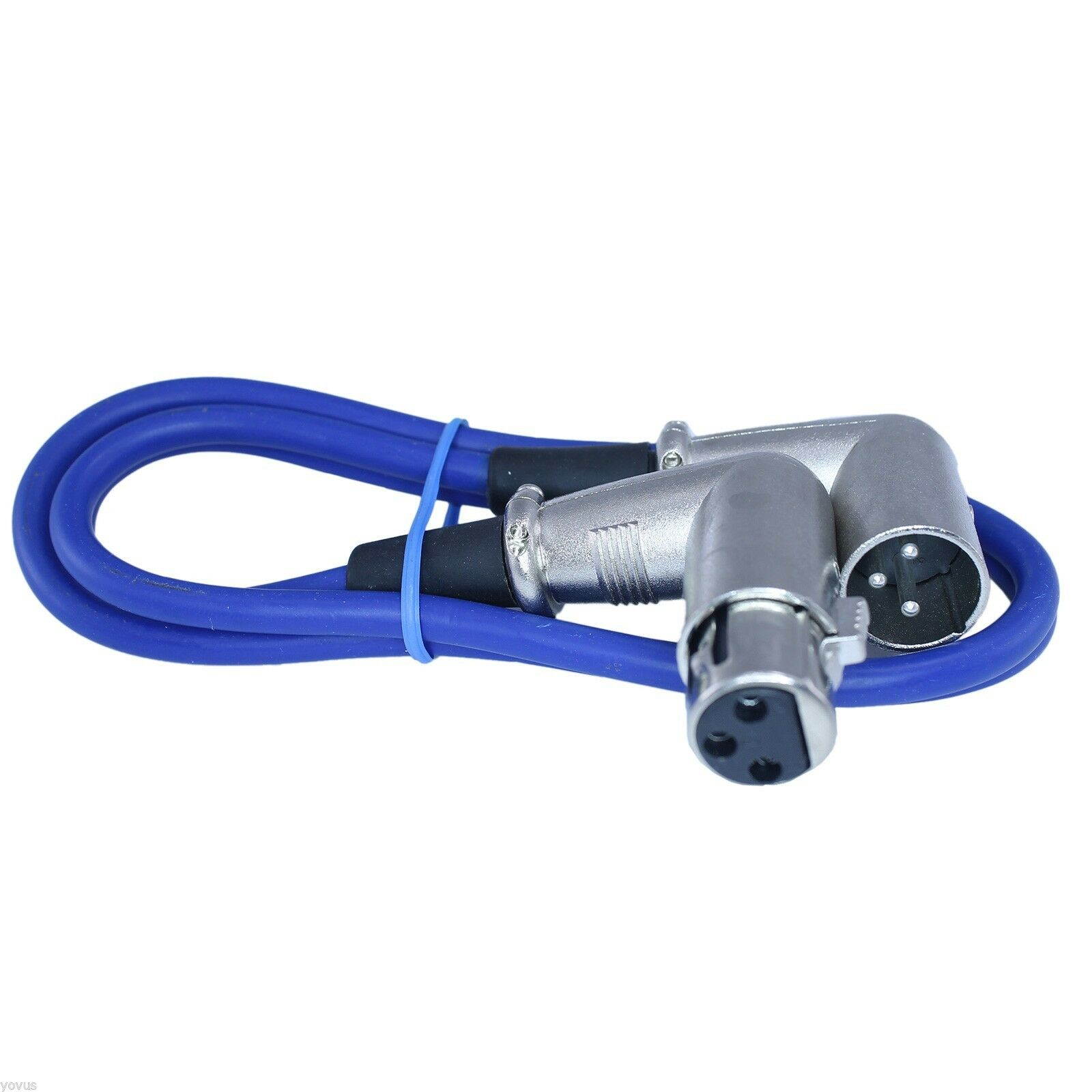 5 BLUE 6ft Right Angle 3pin XLR Male to Female mic microphone audio patch cables