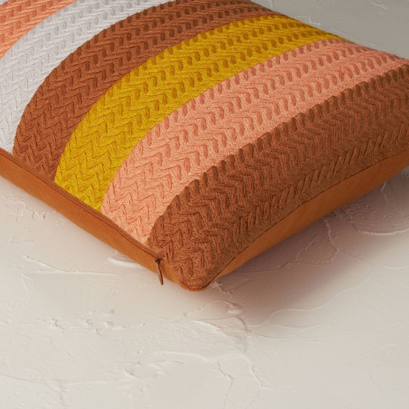 Striped Chevron Embroidered Lumbar Throw Pillow - Opalhouse™ designed with Jungalow™