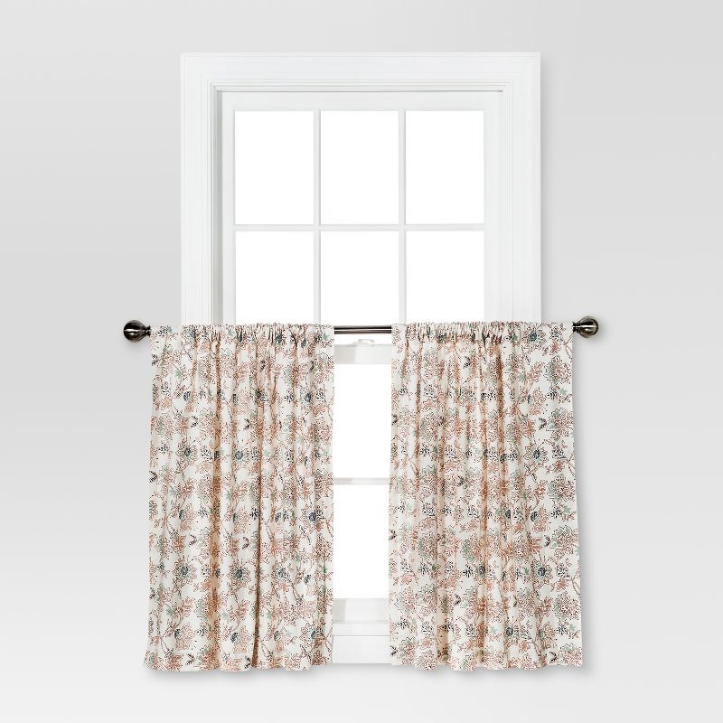 Kate Aurora Holiday Living Classic Poinsettia Complete 3 Piece Christmas Kitchen Curtain Tier & Valance Set - 58 in. W x 36 in. L