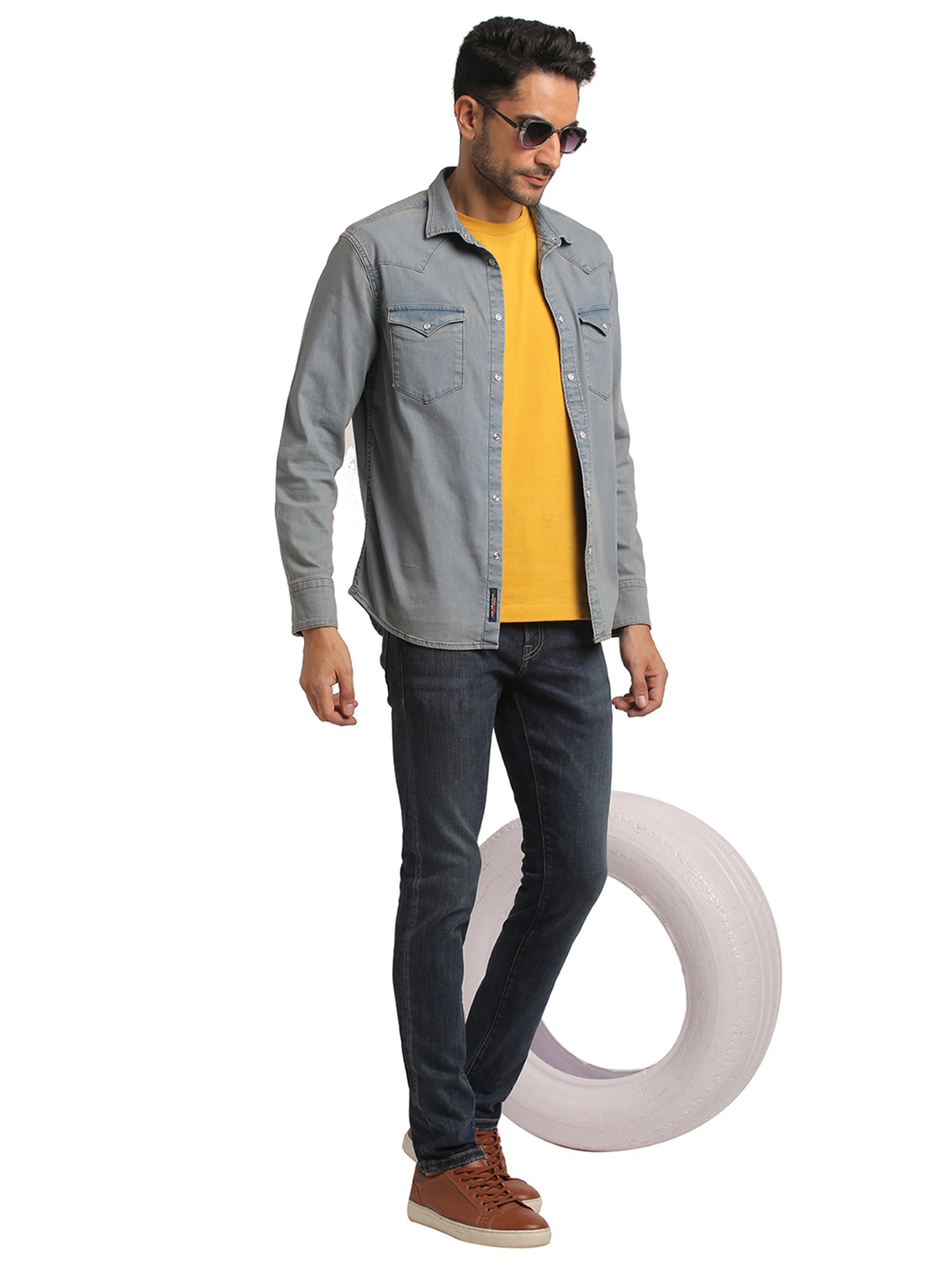 EVERBLUE Dusty Blue Regular Fit Shirt