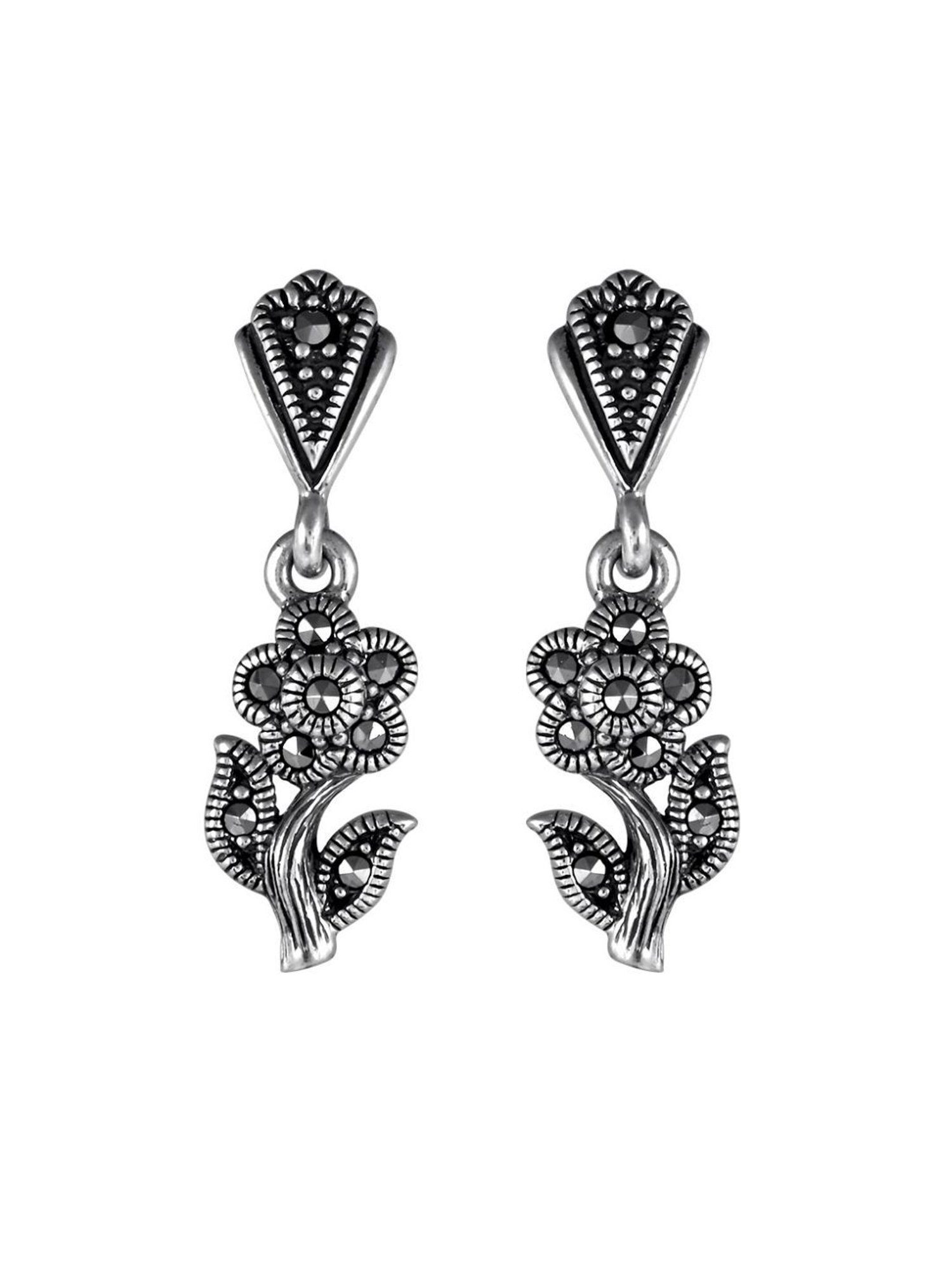 Rihi by P.C. Chandra Jewellers 925 Silver Leaf Oxidized Necklace and Earring Set for Women & Girls