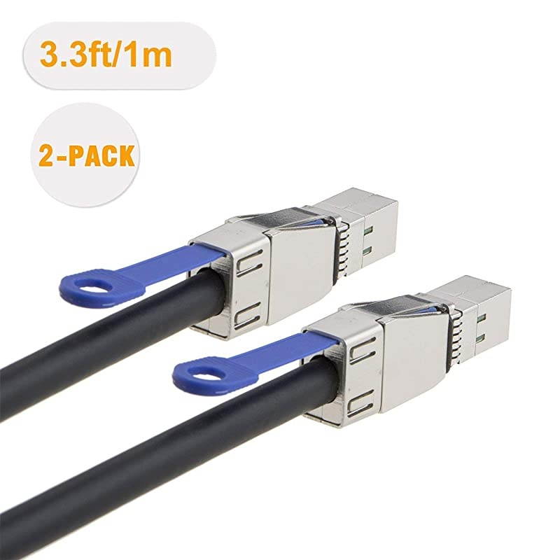 3.3 FT External HD Mini SAS SFF-8644 to SFF-8644 Cable, 1M Black