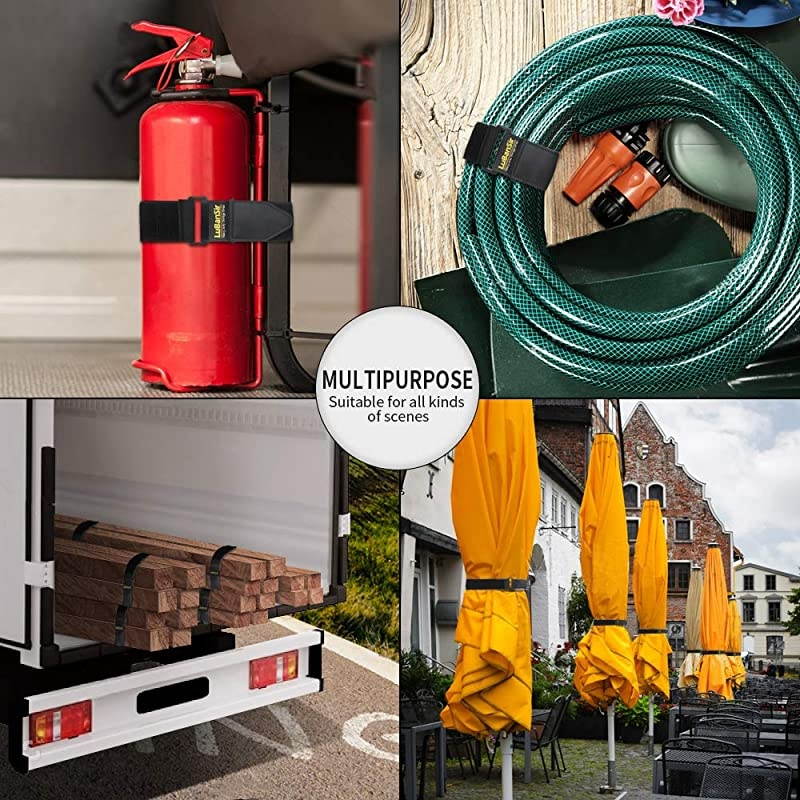 Cinch Straps 2 x 18 6 Pack Elastic Hook and Loop Storage Straps with Buckle for Bicycle Truck Boat and More for Extension Cords Ropes Hoses Organization Black