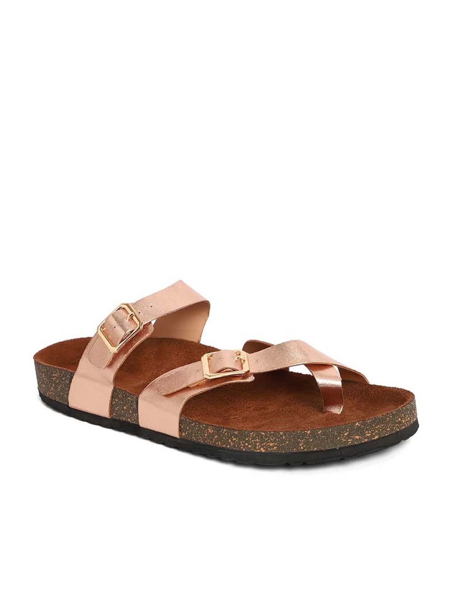 Mozafia Women's Rose Gold Toe Ring Sandals