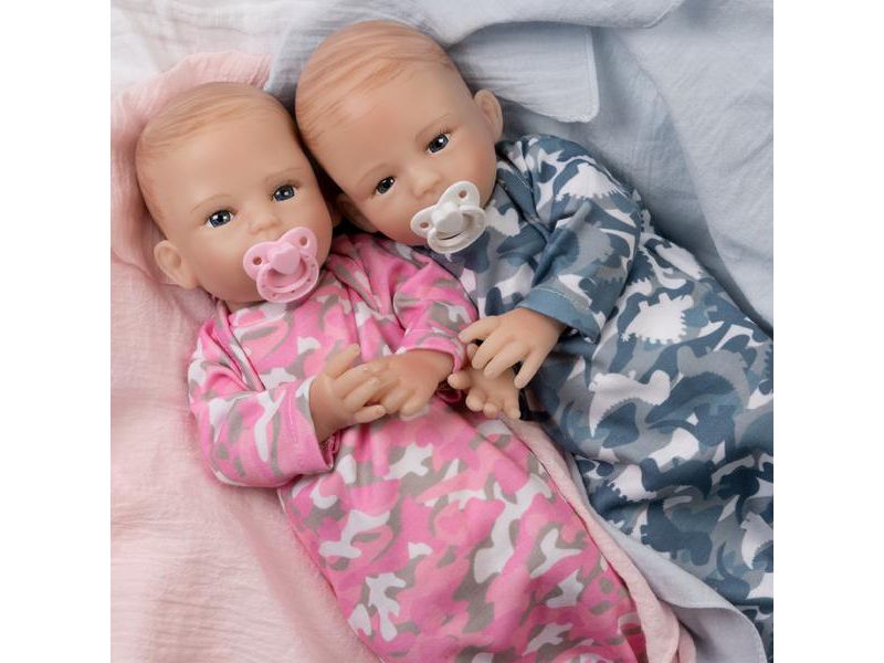 Paradise Galleries Reborn Twin Dolls - Twice Blessed, Magnetic Mouth 12 inch in SoftTouch Vinyl, 12-Piece Doll Gift Set, for kids 3+
