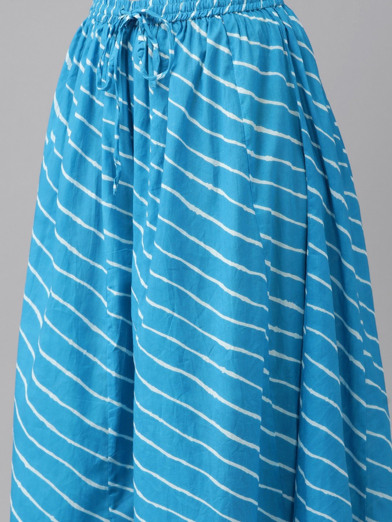 Prakrti White & Blue Cotton Embroidered Kurta & Palazzo Set