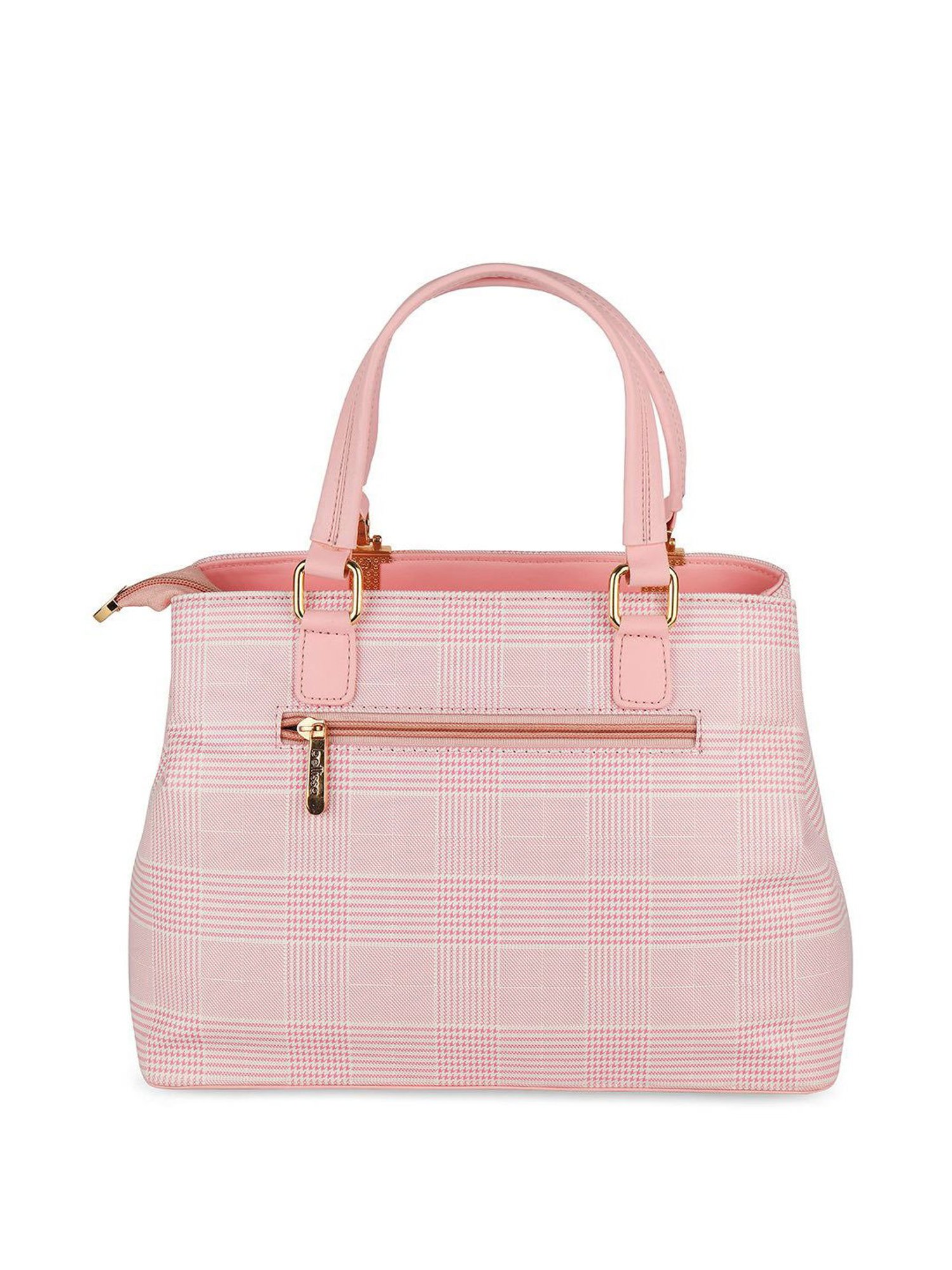 Bellissa Pink Checks Medium Handbag with Wallet Combo