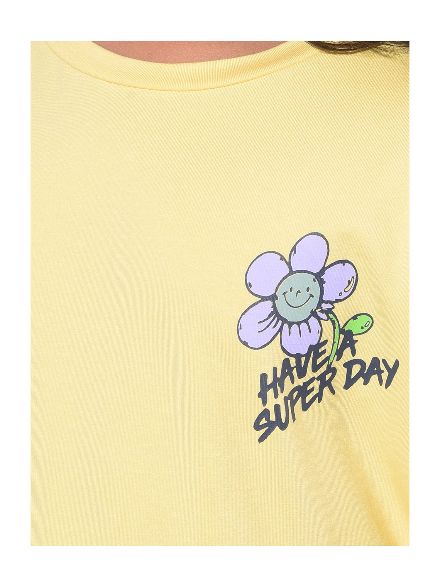 Crimsoune Club Kids Yellow Floral Print T-Shirt