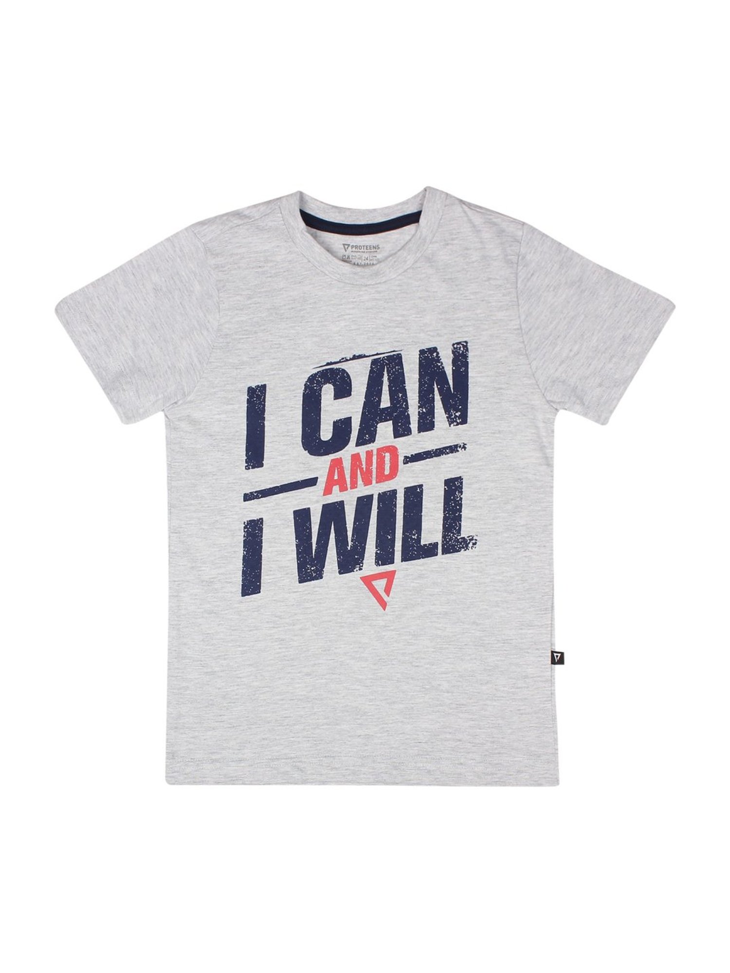 Proteens Boys Grey Cotton Printed T-Shirt