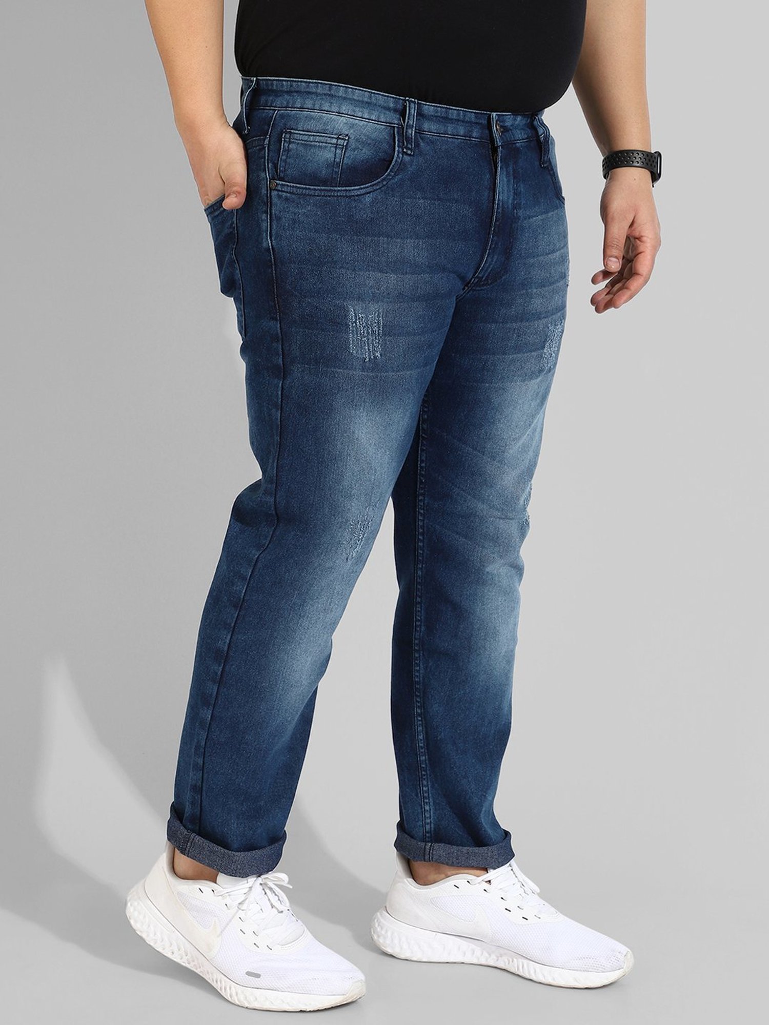 Instafab Plus Blue Regular fit Distressed Plus Size Distressed Jeans