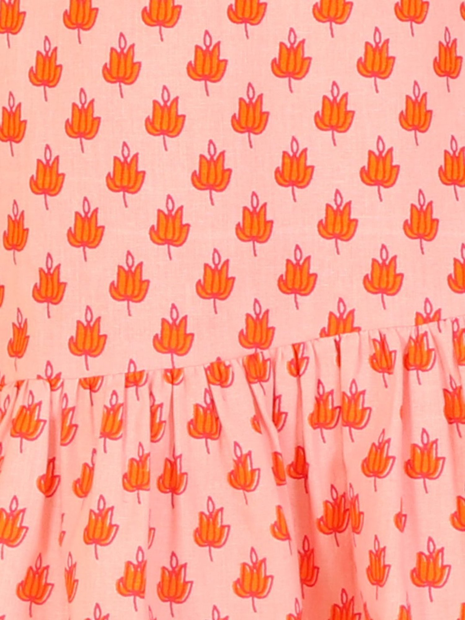 Lil Drama Kids Orange Cotton Printed Dress