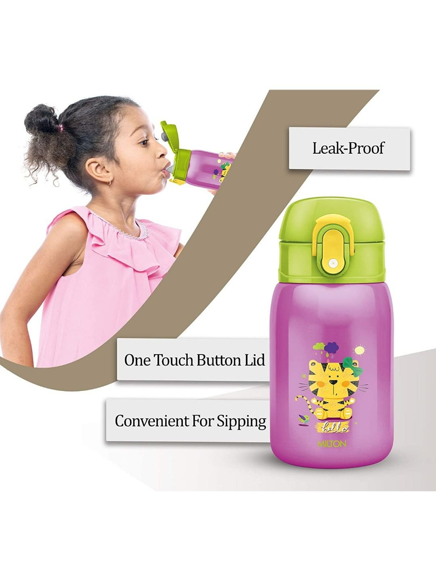 Milton Purple Stainless Steel Sipper Water Bottle (0.23 L)