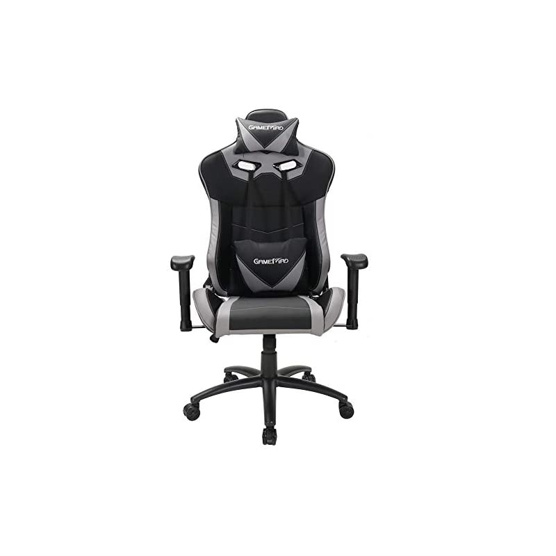 Back PU Leather Swivel Gaming Chair with Adjustable Lumbar Support Headrest Footrest Video Game Chair Racing Office Chair (Bule)