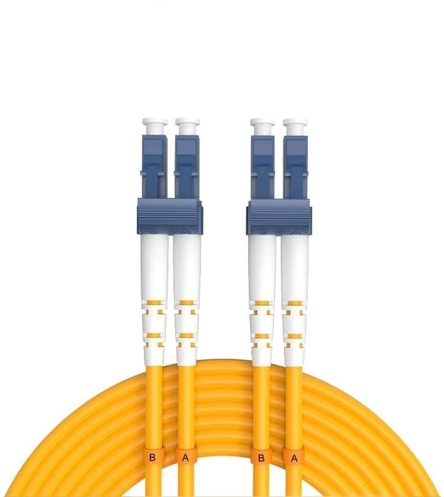 Buacoz 6Meters 20ft LC/UPC-LC/UPC Single-Mode Fiber Optic Cable LC to LC OS2 Jumper Optical Patch Cord Duplex 9/125um Yellow LC-LC