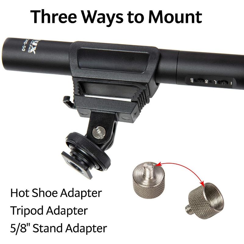 LyxPro CMG-50 Condenser Shotgun Microphone, Battery or Phantom Power for Professional Film, Video DSLR Camera Camcorder Television TV