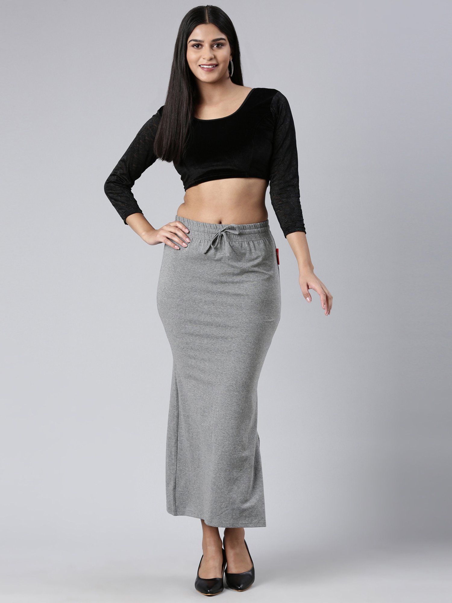 JCSS Grey Cotton Saree Shapewear