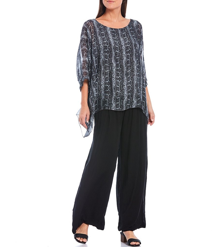 M Made in Italy Pull-On Pleat Detail Wide Leg Pants