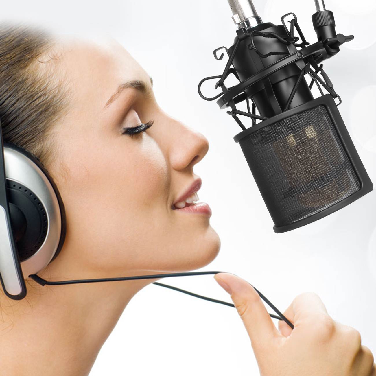 Depusheng Microphone Pop Filter, Pop Shield, Pop Screen, Mic Screen, ABS Plastic Features Lightweight, Stable Structure and Sturdy