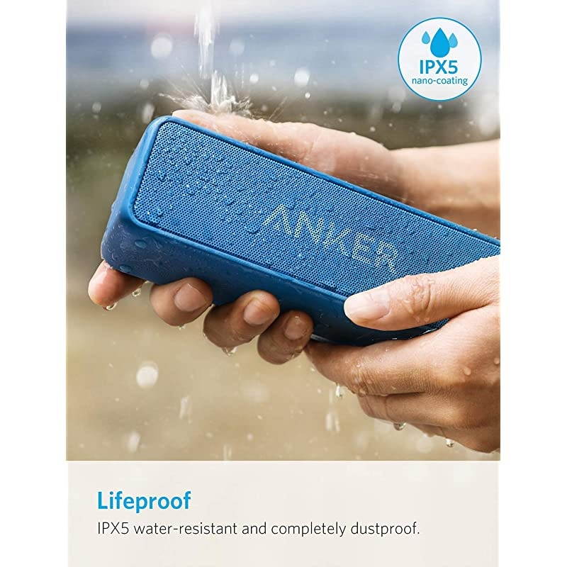 Soundcore 2 12W Portable Wireless Bluetooth Speaker Better Bass 24Hour Playtime 66ft Bluetooth Range IPX7 Water Resistance Builtin Mic DualDriver Speaker for Beach Travel Party Blue