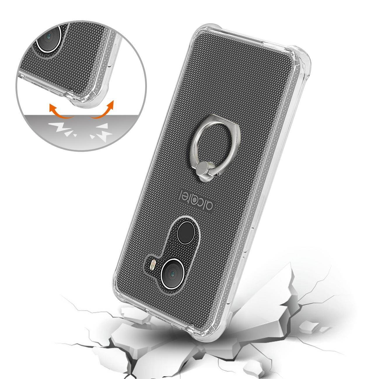 Reiko Alcatel Walters Transparent Air Cushion Protector Bumper Case With Ring Holder In Clear