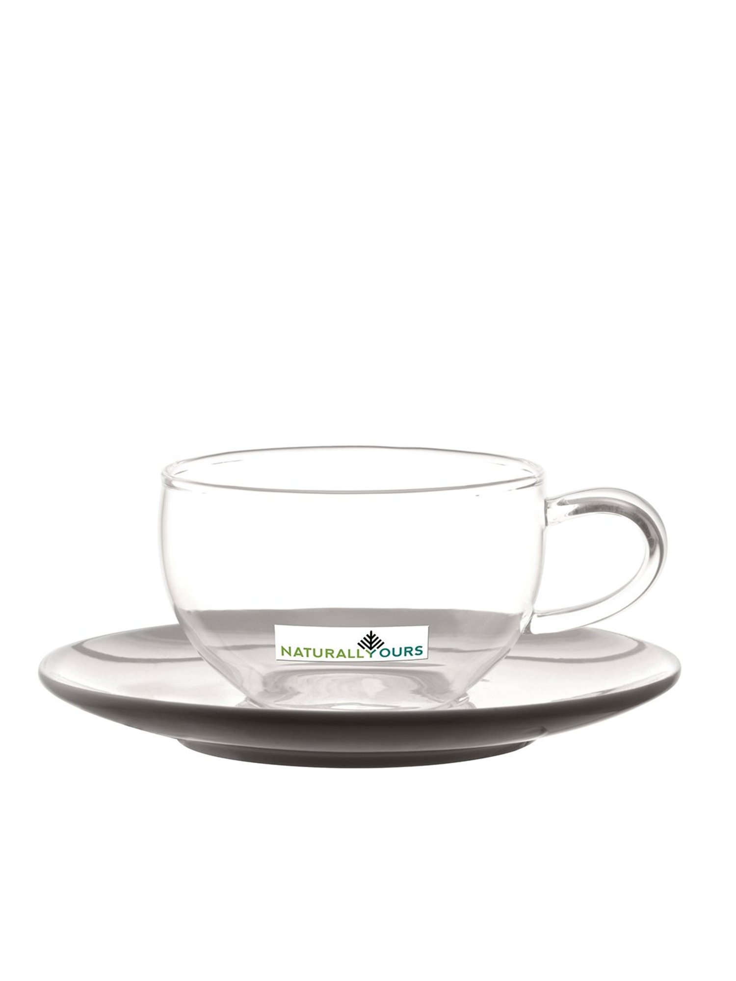 NATURALLYOURS Borosilicate Glass Cup with Porcelain Saucer Set