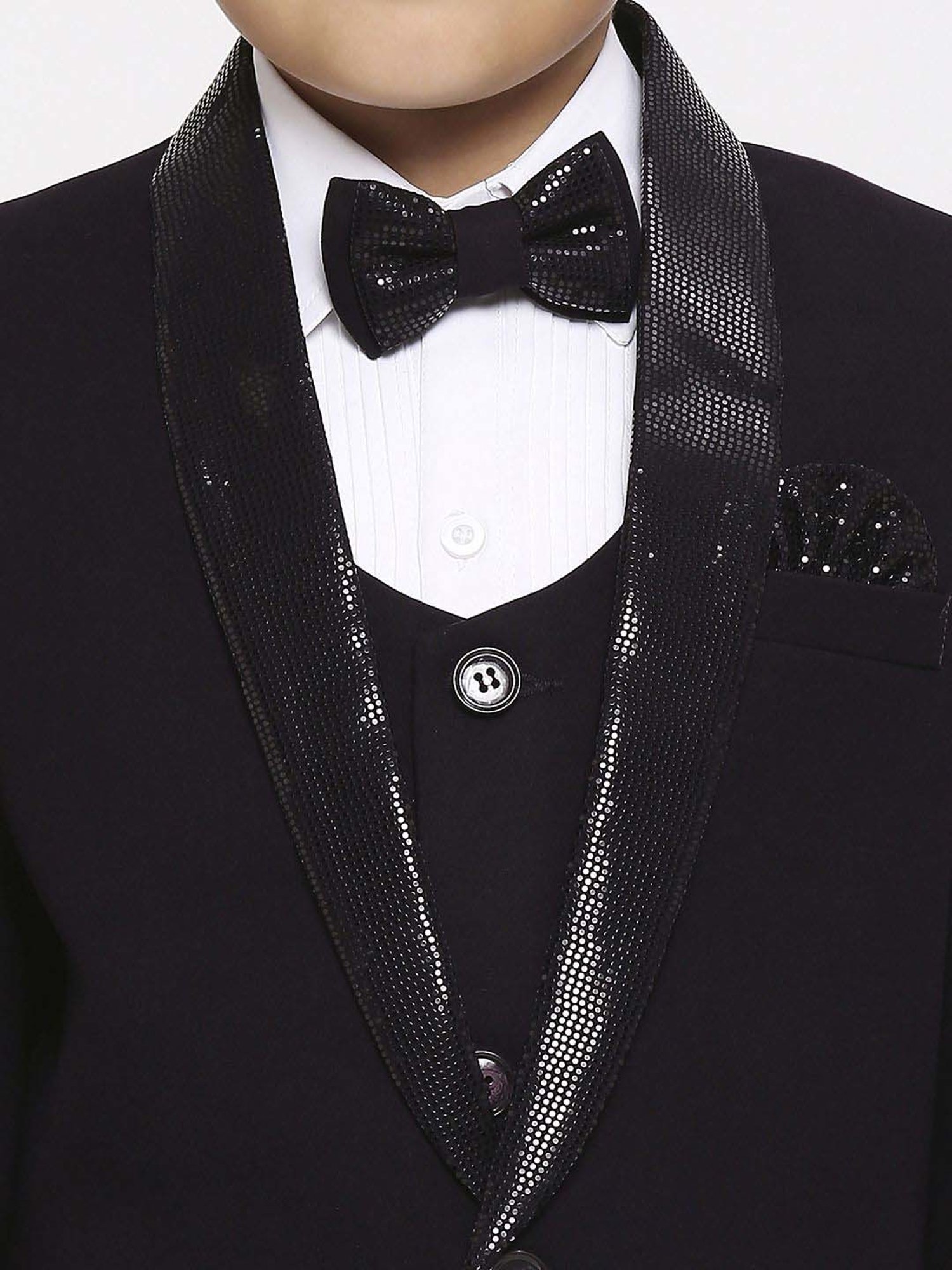 Kids Island Boys Purple & White Solid Full Sleeves Suit Set