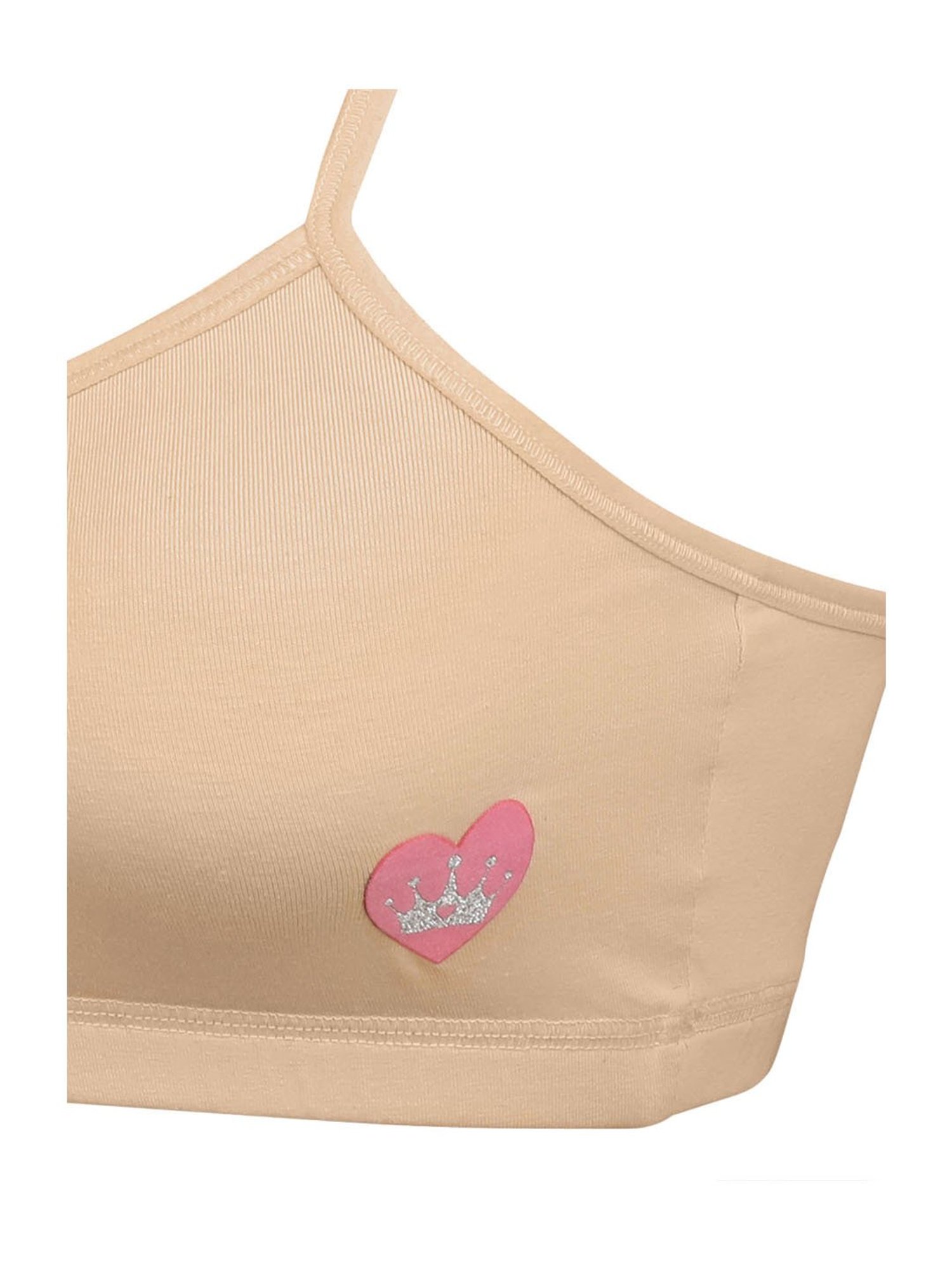 Sillysally Kids Solid Beige Bra (Pack Of 2)