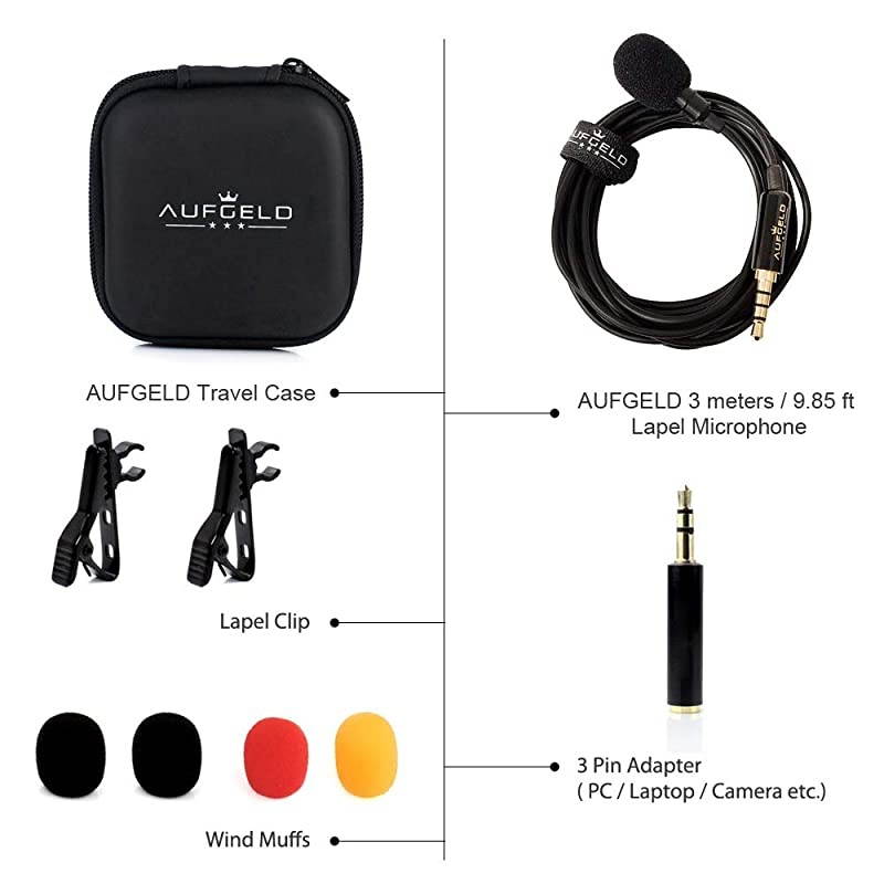 Best Small Mini Lavalier Lapel Omnidirectional Condenser Microphone for Apple iPhone Android Windows Cellphones Clip On Interview Video Voice Podcast Noise Cancelling Mic Blogger Vlogger