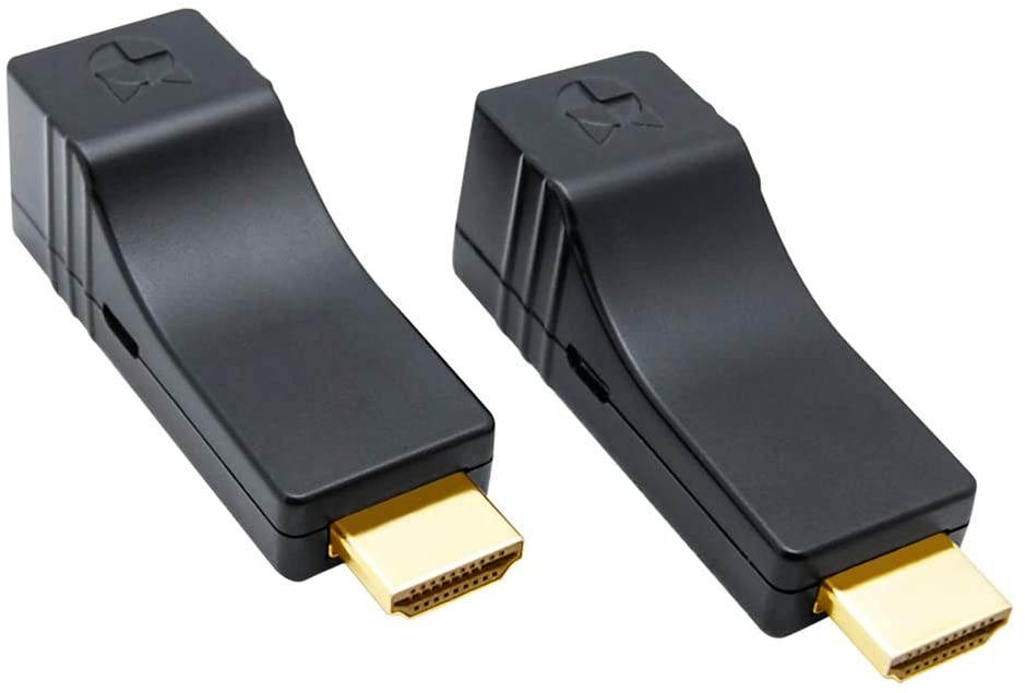 DDMALL 196ft HDMI Extender Over Single CAT5e/CAT6 Cable, Mini Size, Deep Color, 3D, Zero Loss, Zero Latency, Full HD, POC, Auto EDID, HDMI Transmitter and Receiver Kit