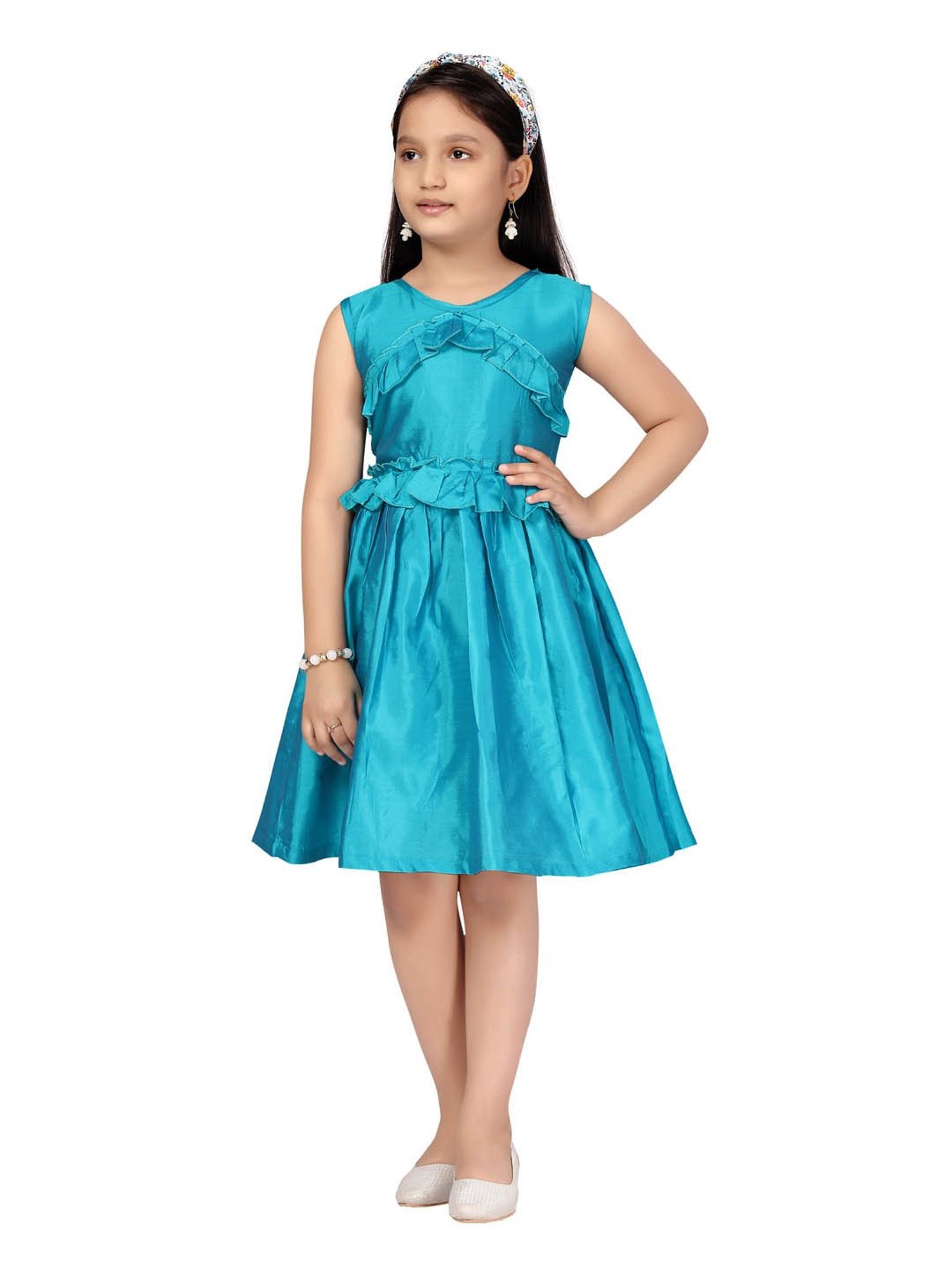 Aarika Kids Blue Solid Frock