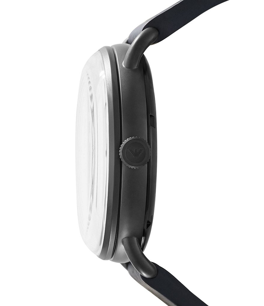 Emporio Armani Men's Multifunction Black Leather Watch