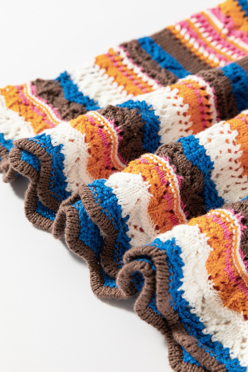 Light Blue Checkered Color Block Crew Neck Short Sleeve Sweater