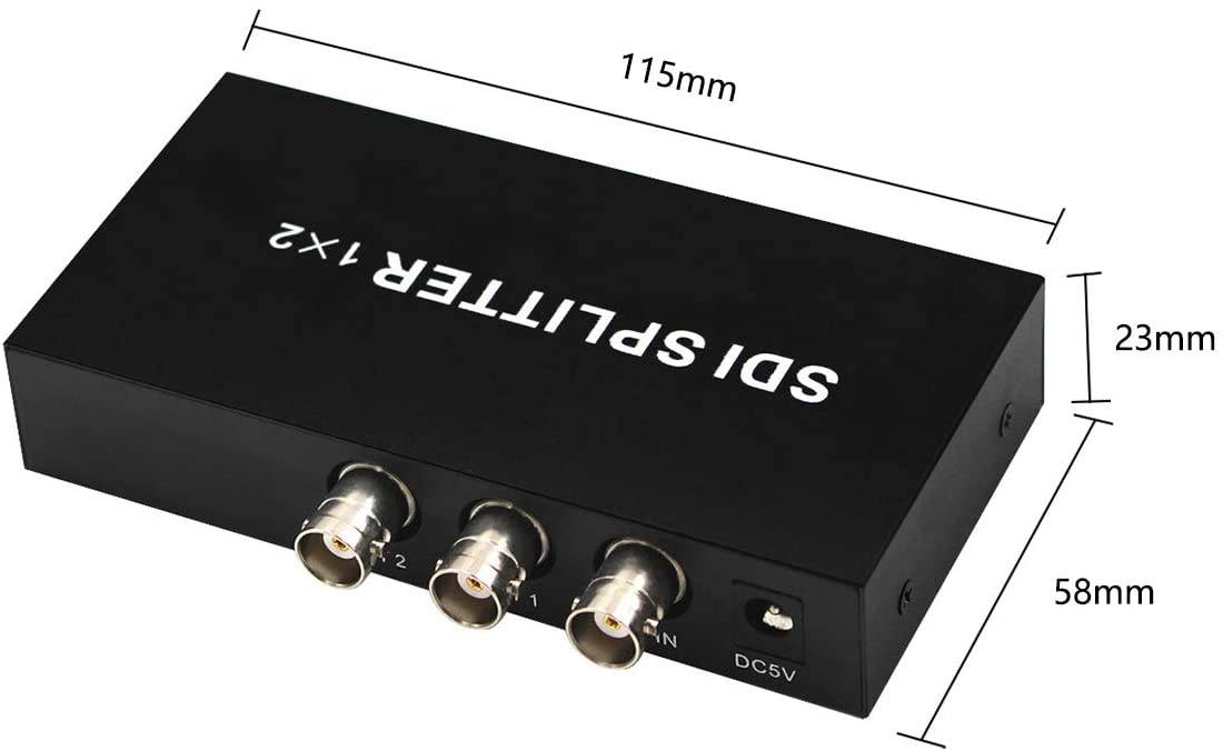 SDI 1X2 Splitter Supports 3G-SDI, HD-SDI, SD-SDI, 100M Full HD