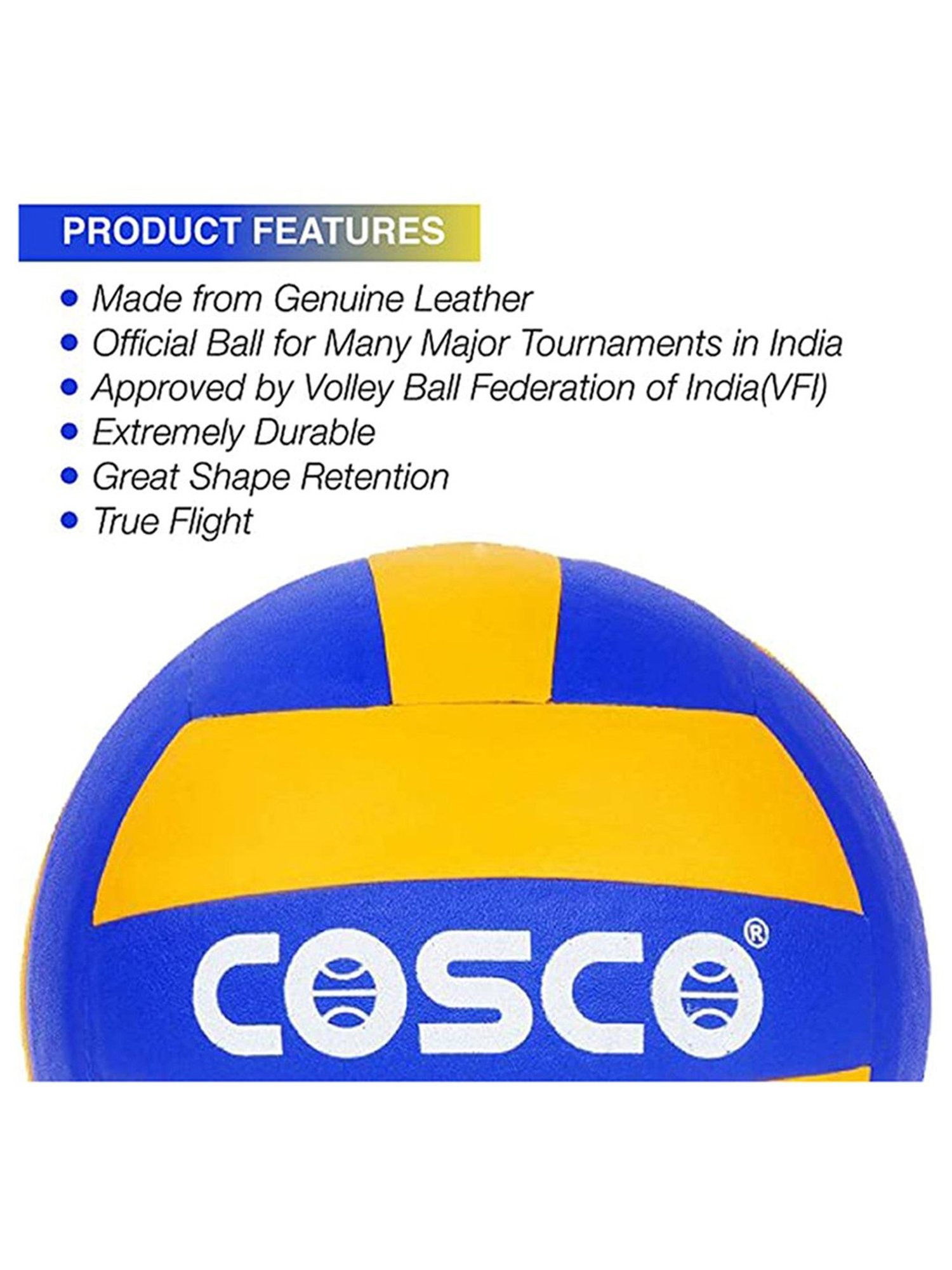 Cosco Leather Pasted Volleyball (Multicolor) Size - 4