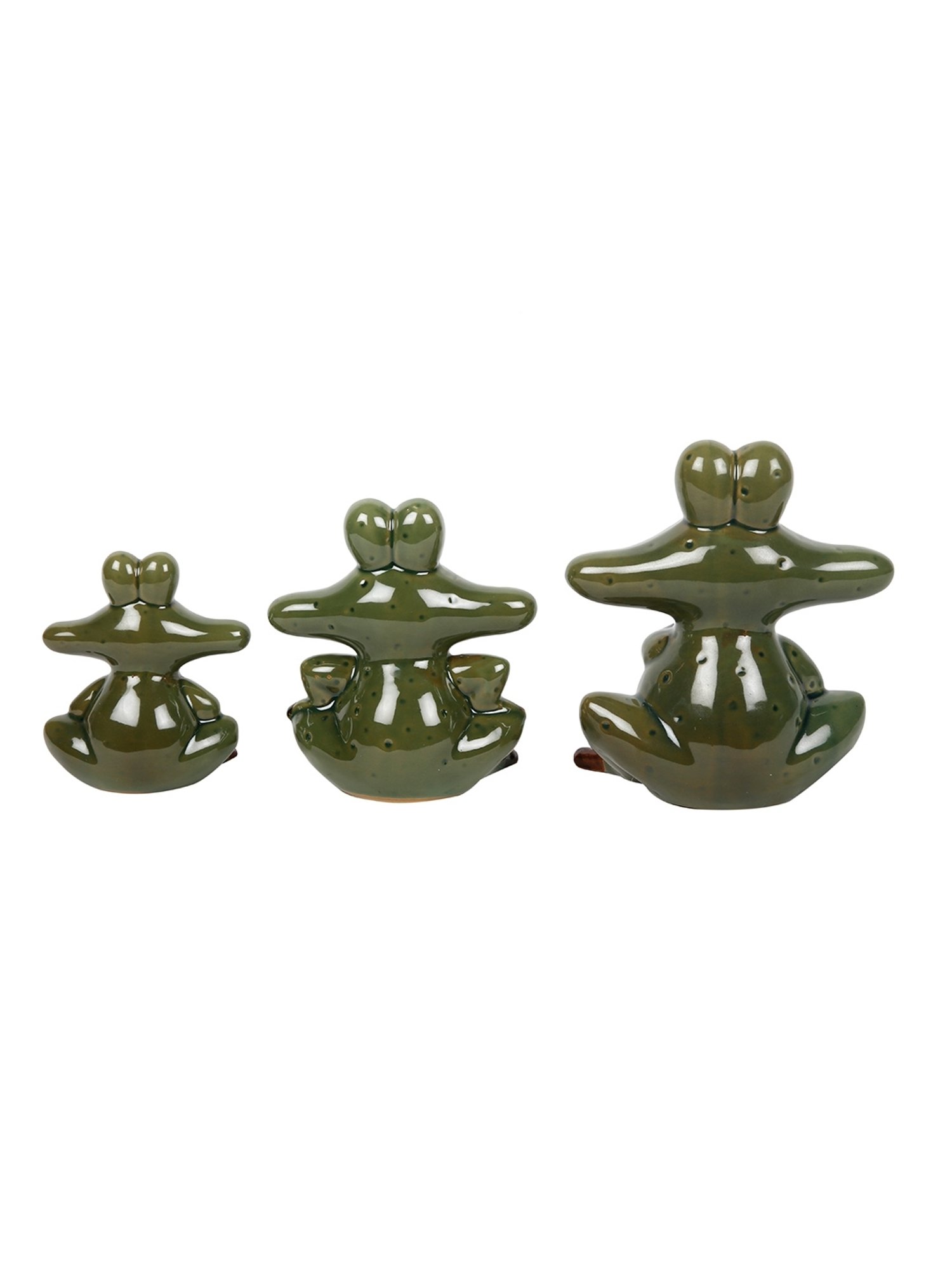 Tayhaa Green Ceramic Wide-Eyed Frogs - Set of 3