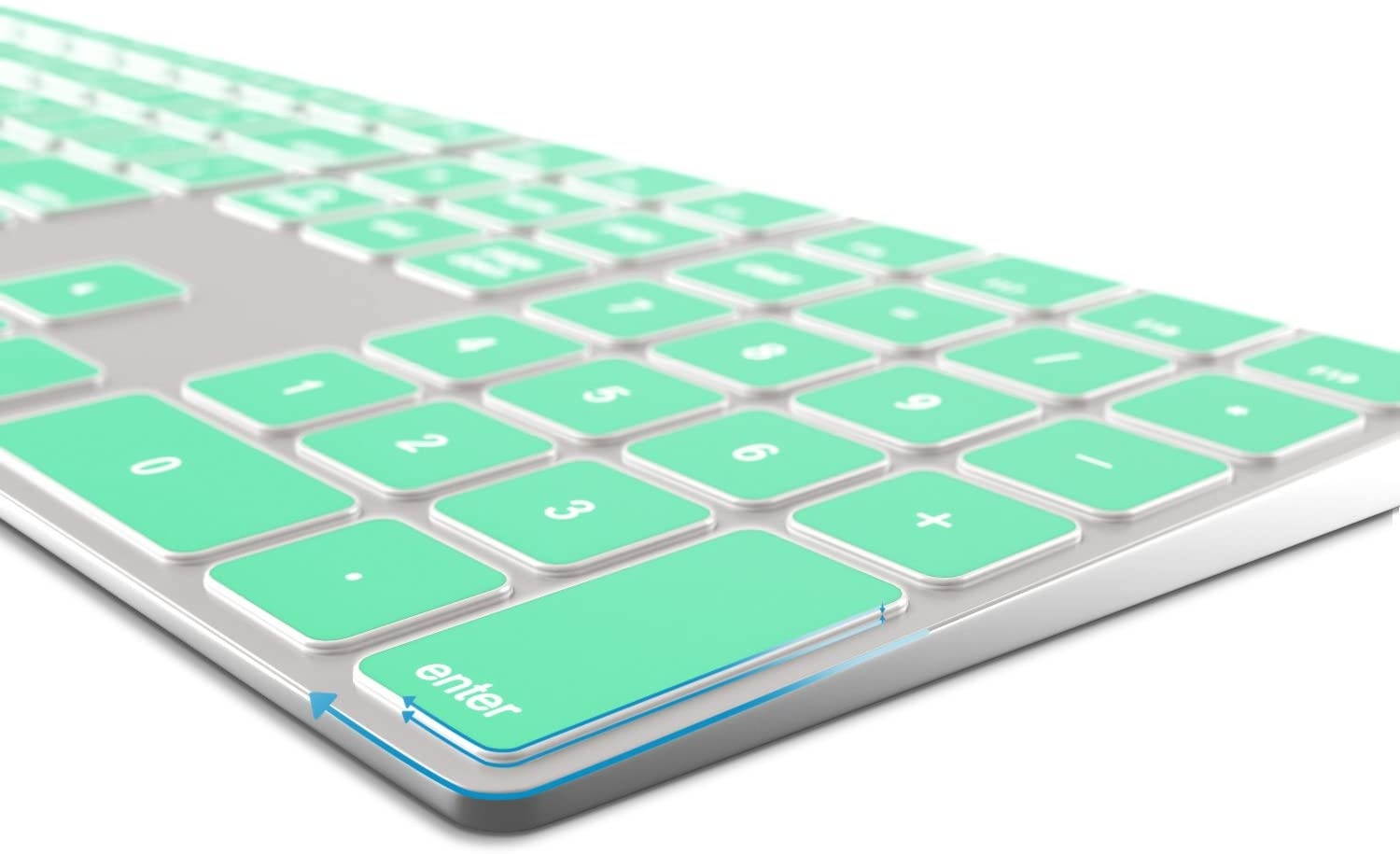 Kuzy - Mint Green Keyboard Cover for Apple Magic Keyboard with Numeric Keypad Model: A1843 - Wireless Bluetooth (Newest Version) Skin Silicone for iMac - Mint Green