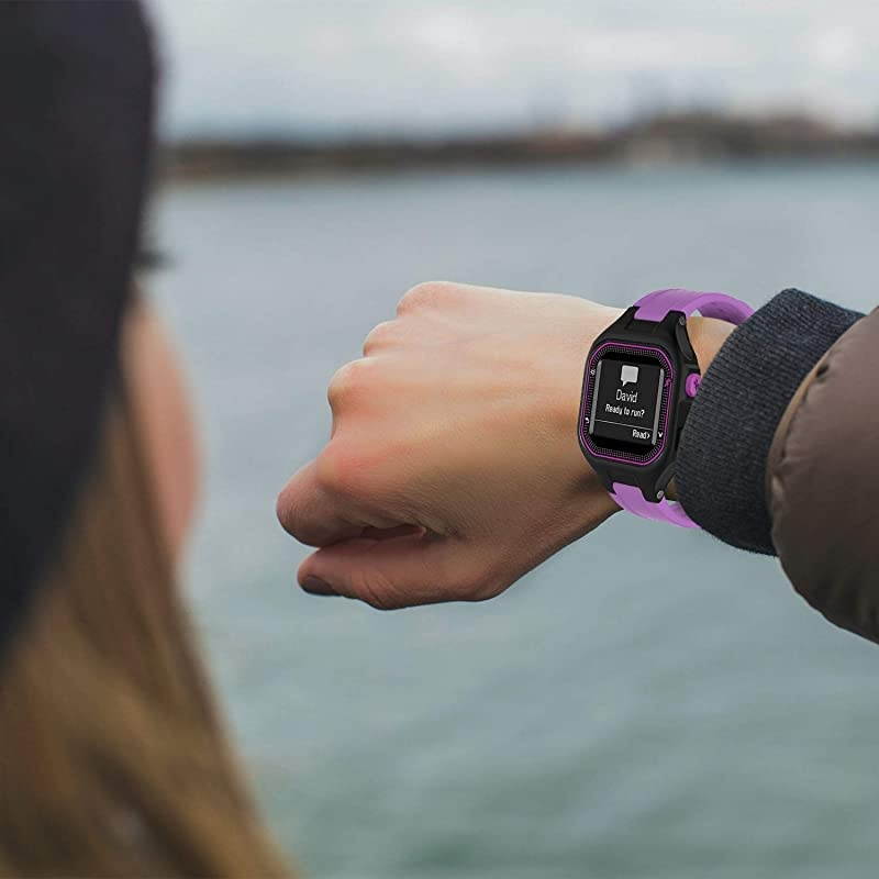 Bands Compatible with Garmin Forerunner 25 Soft Silicone Replacement Watch Band Strap for Garmin Forerunner 25 GPS Running Watch SPurple Small