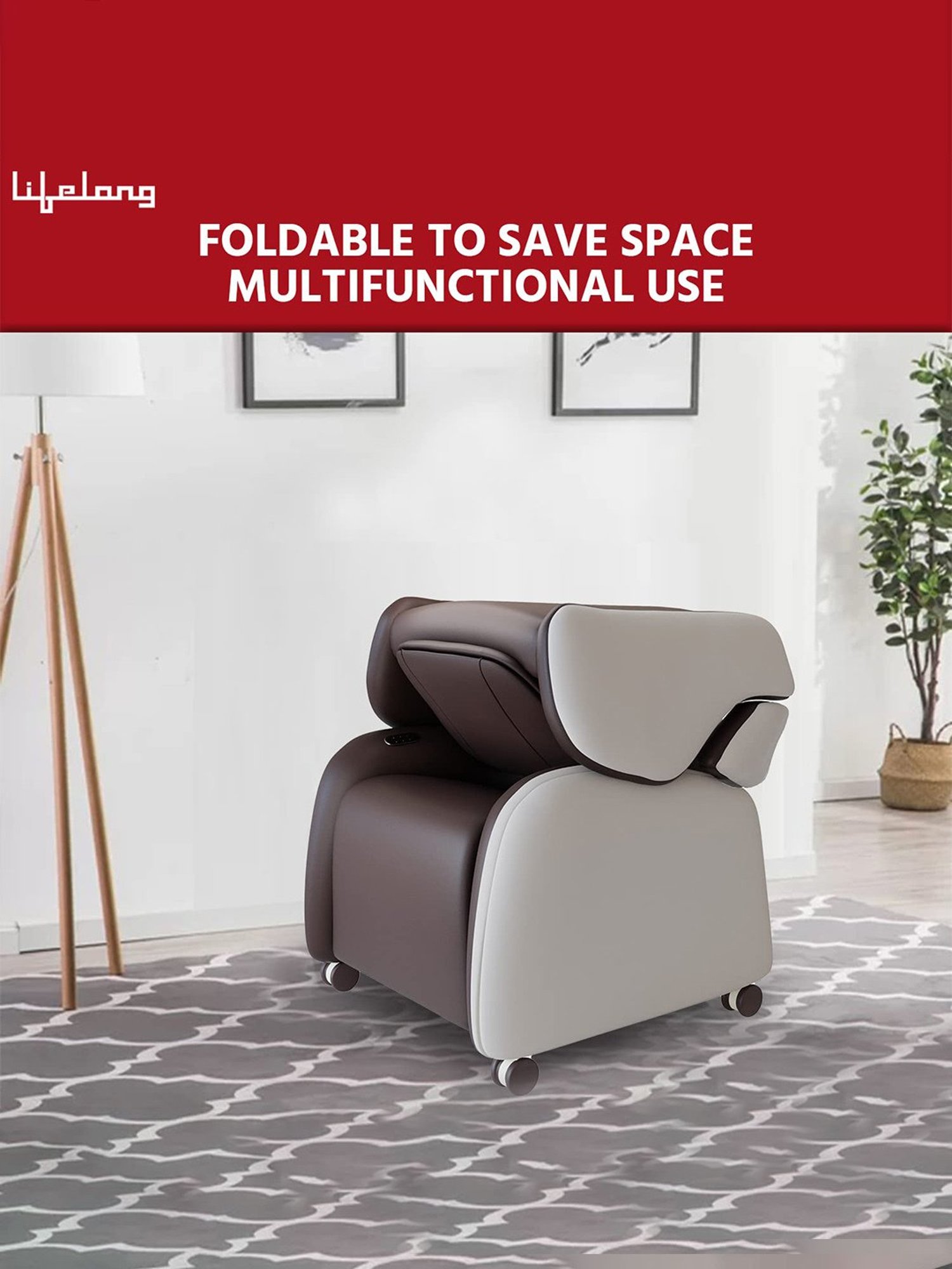 Lifelong LLM567 Fully Body Foldable Chair Massager with Recliner & Powerful 3D Back (Brown)