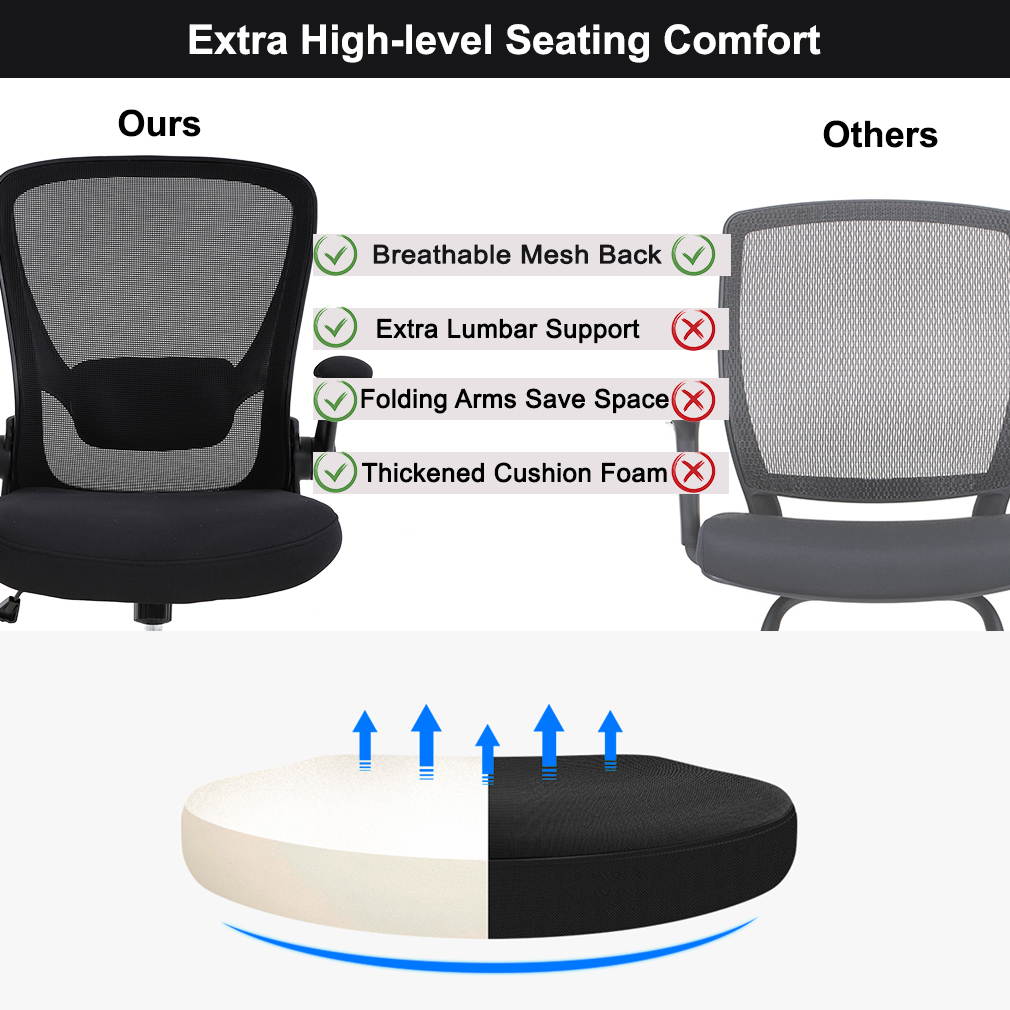 Home Office Chair Ergonomic Desk Chair Mesh Computer Chair Swivel Rolling Executive Task Chair with Lumbar Support Arms Mid back&nbsp;Adjustable Chair for Women Adults, Black