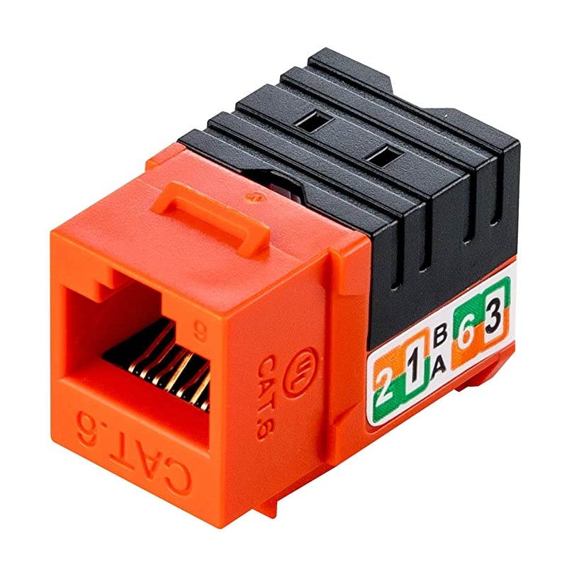 25-Pack RJ45 Cat6 Slim Profile UTP Unshielded Keystone Jack with Punch-Down Palm Holder (Blue)