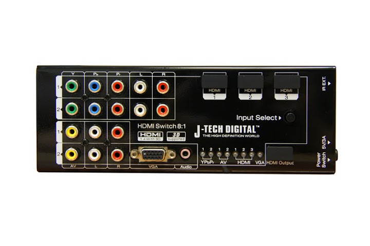 J-Tech Digital JTD-0801 Multi-Functional HDMI Converter with 8 Inputs to 1 HDMI Output