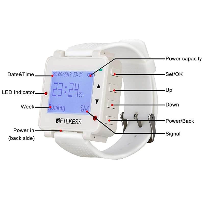 T128 Caregiver Pager,Smart Call Button,Vibration,Buzzer,Alert Service,5 PCS 4-Key Waterproof Alarm Call Button for Elderly,Patient,Nurse,Sick