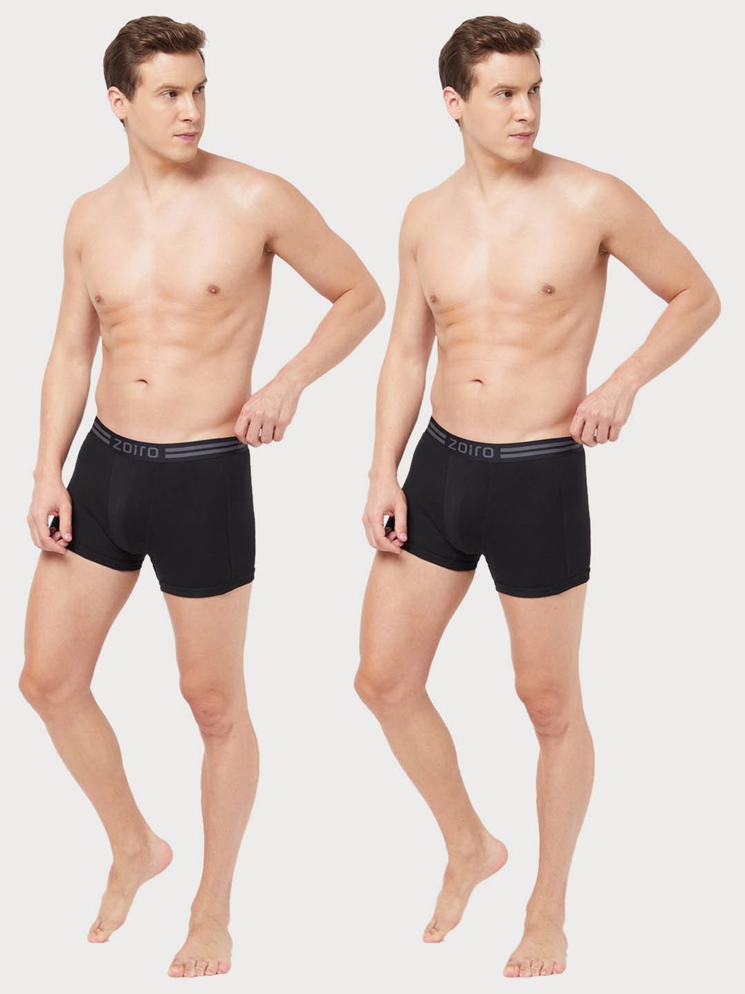 Zoiro Black Cotton Regular Fit Trunks - Pack Of 2