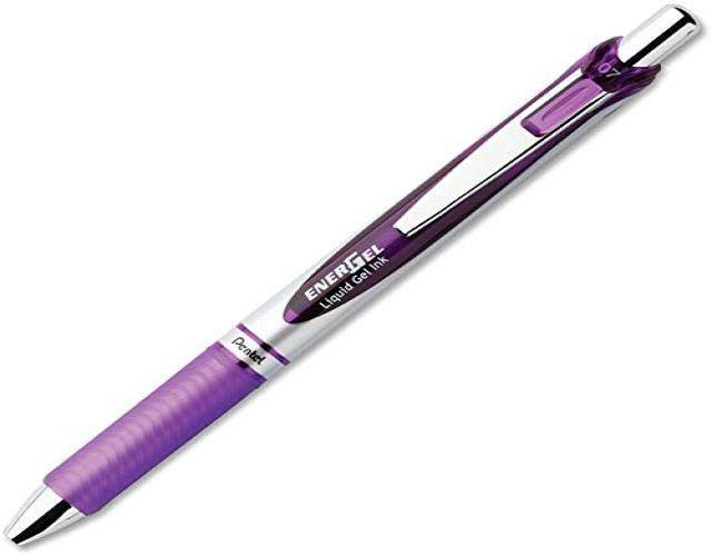 Pentel Gel Pen Retractable Metal Tip .7mm 12/BX Violet Barrel/Ink BL77VDZ